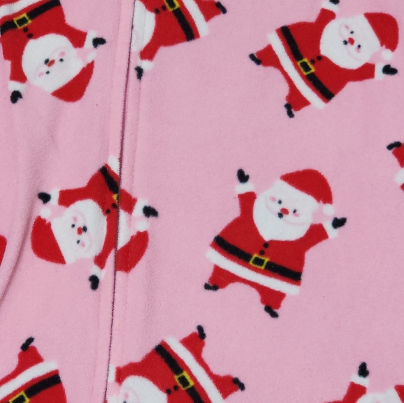 Carters Girls Pink Santa Claus One Piece Footed Pajamas - Picture 2 of 5